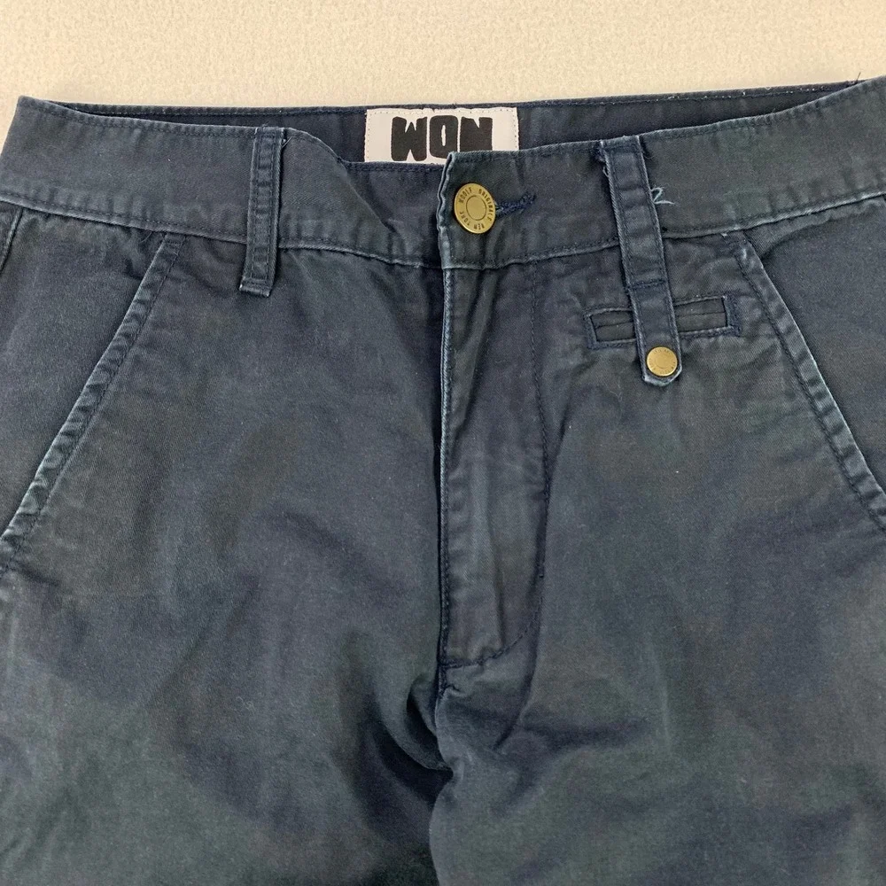 Woolf Originals NY Chinos Men 28 Navy Blue Cotton Twill Slim-Fit Trousers WON